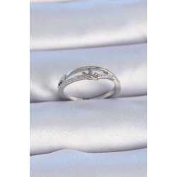 Mey İthalat® Pirinç Gümüş Renk Zirkon Taşlı Kalp Model Kadın Yüzük