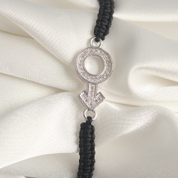 Mey İthalat® Pirinç Gümüş Renk Zirkon Taşlı Mars Figür Asansörlü Makrome Model Kadın Bileklik