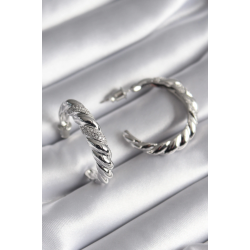 Mey İthalat® Pirinç Gümüş Renk Zirkon Taşlı Sarmal Model Kadın Küpe