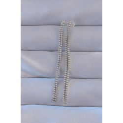 Mey İthalat® Pirinç Gümüş Renk Zirkon Taşlı Su Yolu Model Küpe