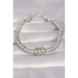 Mey İthalat® Pirinç Gümüş Renk Zirkon Taşlı Su Yolu Model VIP Seri Kadın Bileklik