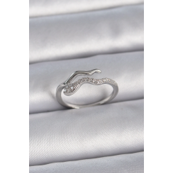 Mey İthalat® Pirinç Gümüş Renk Zirkon Taşlı Yılan Ayarlanabilir Model Kadın Yüzük