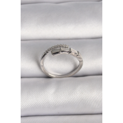 Mey İthalat® Pirinç Gümüş Renk Zirkon Taşlı Yılan Model Ayarlanabilir Yüzük