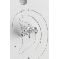 Mey İthalat® Pirinç Gümüş Renk Zirkon Taşlı Yıldız Model Kadın Kıkırdak Küpe