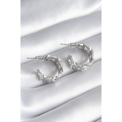 Mey İthalat® Pirinç Gümüş Renk Zirkon Taşlı Zincir Model Kadın Küpe