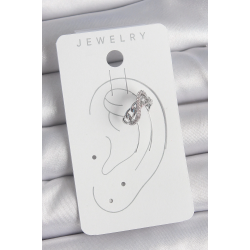 Mey İthalat® Pirinç Gümüş Renk Zirkon Taşlı Zincir Sonsuzluk Model Kadın Kıkırdak Küpe