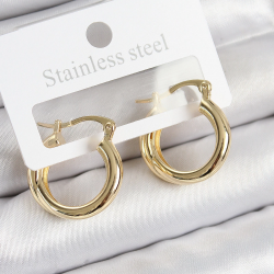 Mey İthalat® Pirinç Halka Model Gold Renk Kadın Küpe