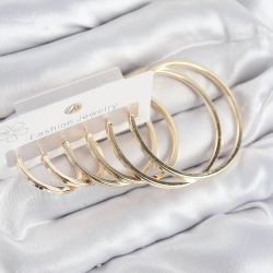 Mey İthalat® Pirinç Halka Model Gold Renk Kadın Set Küpe