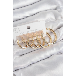 Mey İthalat® Pirinç Halka Model Gold Renk Kadın Set Küpe