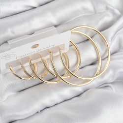 Mey İthalat® Pirinç Halka Model Gold Renk Kadın Set Küpe