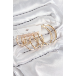 Mey İthalat® Pirinç Halka Model Gold Renk Kadın Set Küpe