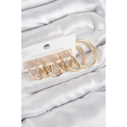 Mey İthalat® Pirinç Halka Model Gold Renk Kadın Set Küpe