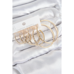 Mey İthalat® Pirinç Halka Model Gold Renk Kadın Set Küpe