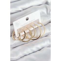 Mey İthalat® Pirinç Halka Model Gold Renk Kadın Set Küpe