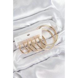 Mey İthalat® Pirinç Halka Model Gold Renk Kadın Set Küpe