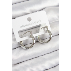 Mey İthalat® Pirinç Halka Model Gümüş Renk Kadın Küpe