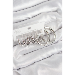 Mey İthalat® Pirinç Halka Model Gümüş Renk Kadın Set Küpe