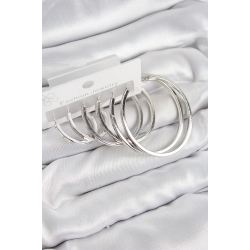 Mey İthalat® Pirinç Halka Model Gümüş Renk Kadın Set Küpe