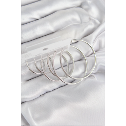 Mey İthalat® Pirinç Halka Model Gümüş Renk Kadın Set Küpe