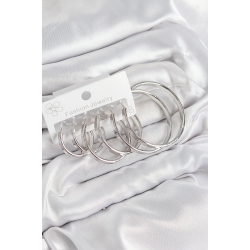 Mey İthalat® Pirinç Halka Model Gümüş Renk Kadın Set Küpe