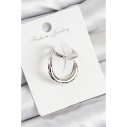 Mey İthalat® Pirinç Halka Model Gümüş Renk Sağ Kıkırdak Küpe