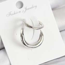 Mey İthalat® Pirinç Halka Model Gümüş Renk Sağ Kıkırdak Küpe