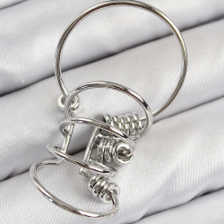 Mey İthalat® Pirinç Halkalı Model Gümüş Renk Kıkırdak Küpe