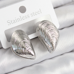 Mey İthalat® Pirinç İstiridye Model Gümüş Renk Kadın Küpe