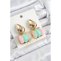 Mey İthalat® Pirinç Karışık Renk Vintage Model Kadın Küpe