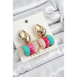 Mey İthalat® Pirinç Karışık Renk Vintage Model Kadın Küpe