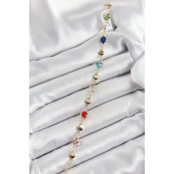 Mey İthalat® Pirinç Karışık Renk Zirkon Taşlı Gold Renk Kadın Bileklik