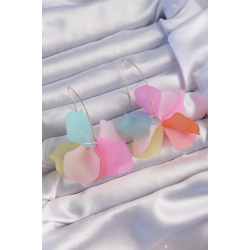 Mey İthalat® Pirinç Karışık Renkli Flora Küpe