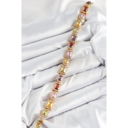 Mey İthalat® Pirinç Karışık Zirkon Taşlı Baget Model Gold Renk VIP Seri Kadın Bileklik