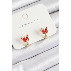 Mey İthalat® Pirinç Kelebek Model Gold Renk Çocuk Küpe