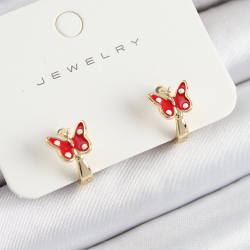 Mey İthalat® Pirinç Kelebek Model Gold Renk Çocuk Küpe