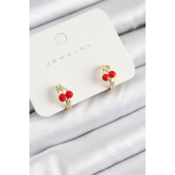 Mey İthalat® Pirinç Kiraz Model Gold Renk Çocuk Küpe