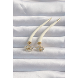 Mey İthalat® Pirinç Krem Renk Botega Küpe