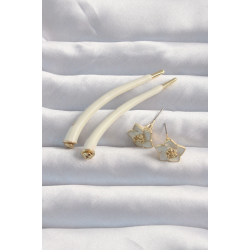 Mey İthalat® Pirinç Krem Renk Botega Küpe