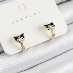 Mey İthalat® Pirinç Kuromi Model Gold Renk Çocuk Küpe