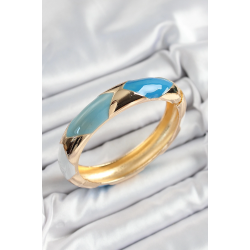 Mey İthalat® Pirinç Mavi Beyaz Mineli Baklava Model Gold Renk Kadın Kelepçe