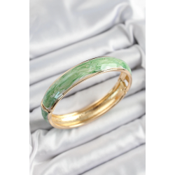 Mey İthalat® Pirinç Mavi Yeşil Mineli Mermer Desen Model Gold Renk Kadın Kelepçe