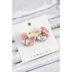 Mey İthalat® Pirinç Mermer Desenli Vintage Yarım Halka Model Gold Renk Kadın Küpe