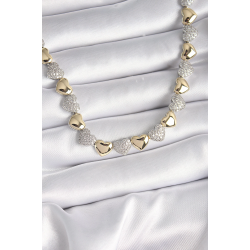 Mey İthalat® Pirinç Mix Renk Zirkon Taşlı Kalp Model VIP Exclusive Seri Kadın Kolye