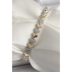 Mey İthalat® Pirinç Mix Renk Zirkon Taşlı Kalp Model VIP Seri Kadın Bileklik