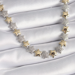 Mey İthalat® Pirinç Mix Renk Zirkon Taşlı Yıldız Model VIP Exclusive Seri Kadın Kolye