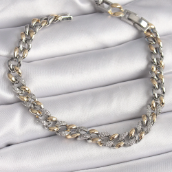 Mey İthalat® Pirinç Mix Renk Zirkon Taşlı Zincir Model VIP Seri Kadın Bileklik