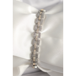 Mey İthalat® Pirinç Mix Renk Zirkon Taşlı Zincir Model VIP Seri Kadın Bileklik