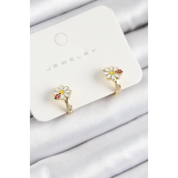 Mey İthalat® Pirinç Papatya Model Gold Renk Çocuk Küpe