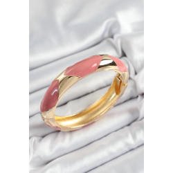 Mey İthalat® Pirinç Pembe Mineli Baklava Model Gold Renk Kadın Kelepçe