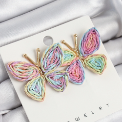 Mey İthalat® Pirinç Rainbow Kelebek Model Gold Renk Kadın Hasır Küpe